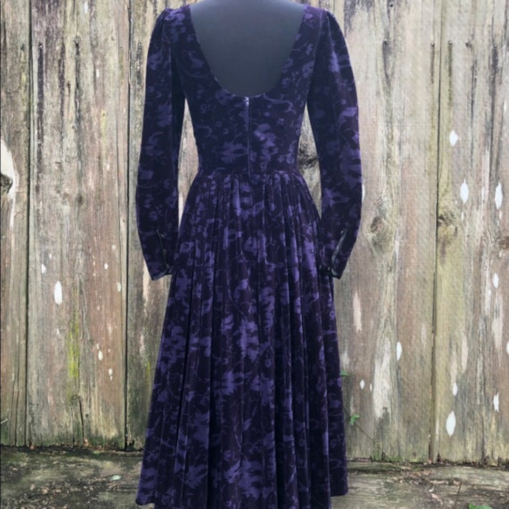 Vintage Laura Ashley Purple Velvet Dress - Picture 6 of 8